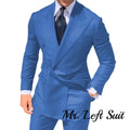 Double Breasted Men's Suit Wide Peak Lapel Wedding Grooms Tuxedos 2 Pieces Business Men Suits
