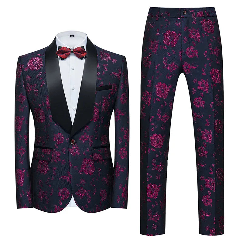 Foreign Trade Men's Suit Set, Spring and Autumn New 803 Host, Emcee, Wedding Groomsman, Jacquard L Two-piece Set