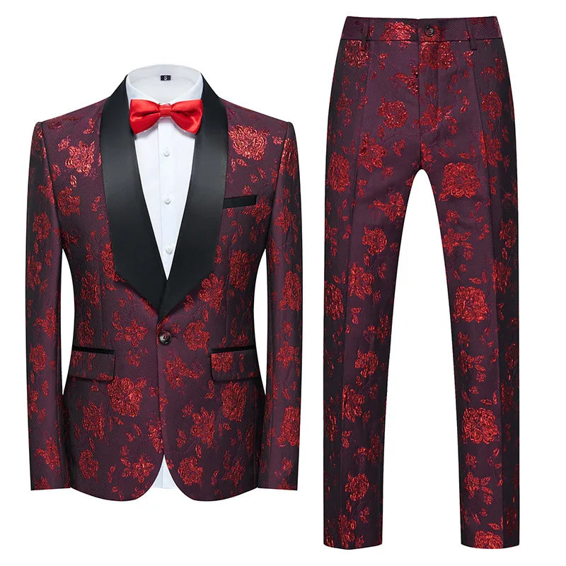 Foreign Trade Men's Suit Set, Spring and Autumn New 803 Host, Emcee, Wedding Groomsman, Jacquard L Two-piece Set